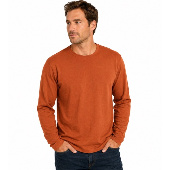 Magellan Outdoors Henley Long Sleeve Thermal Burnt Orange L Gorpcore 77-40